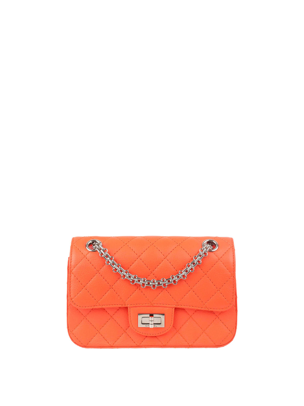 Chanel Small Bright Orange 2.55 Bag SHW.