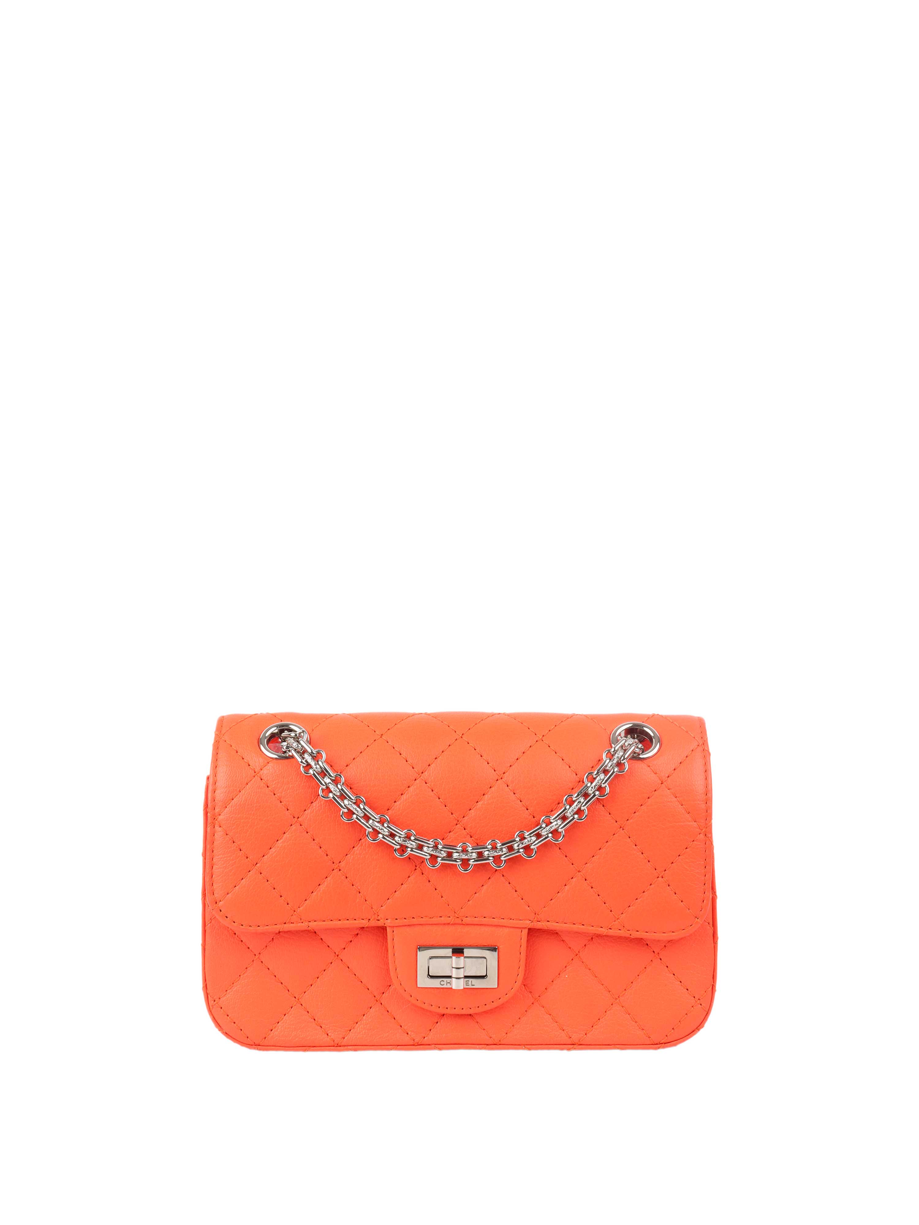 Chanel Small Bright Orange 2.55 Bag SHW.