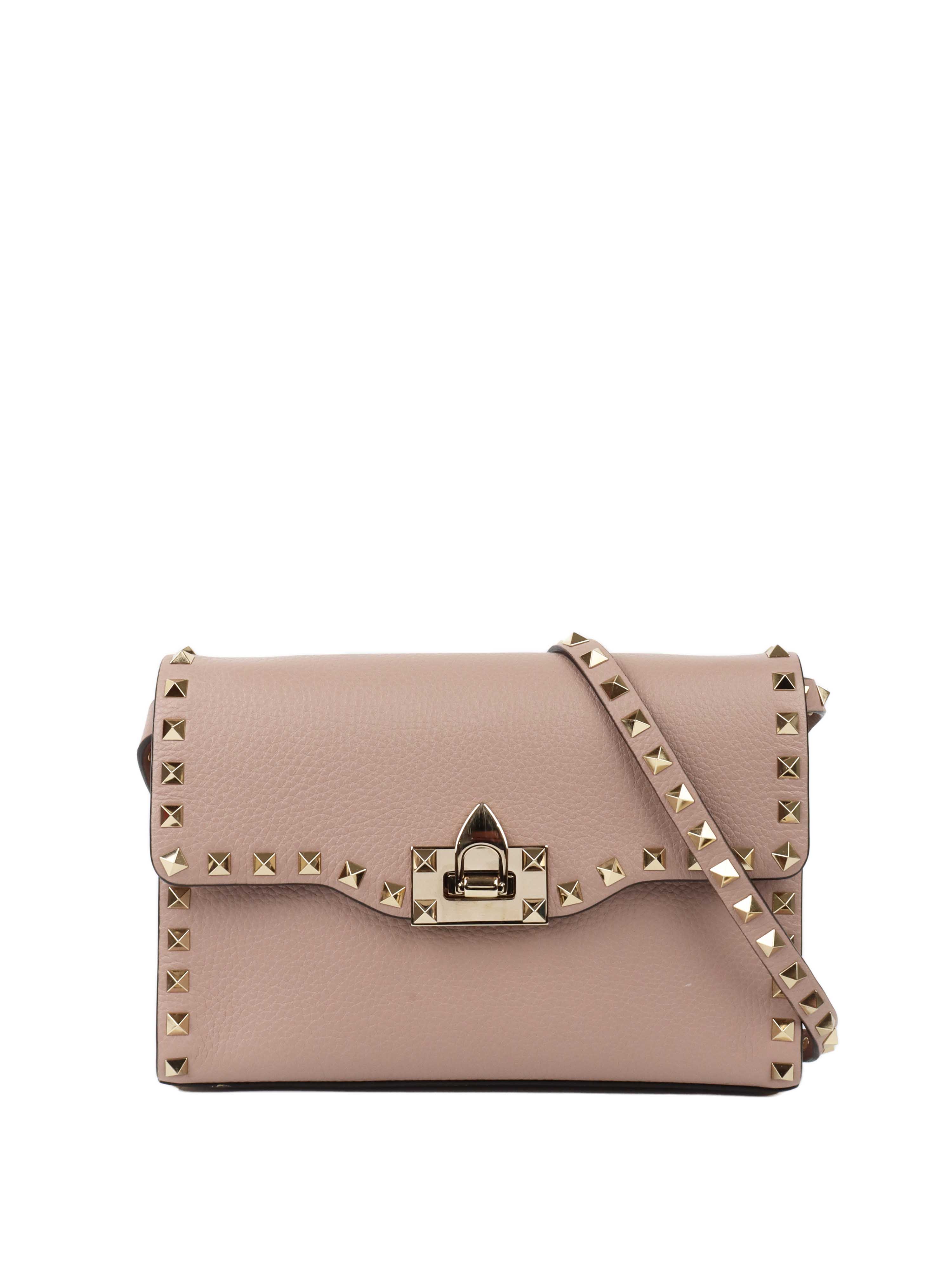 Valentino Small Rockstud Grainy Calfskin Crossbody Bag.