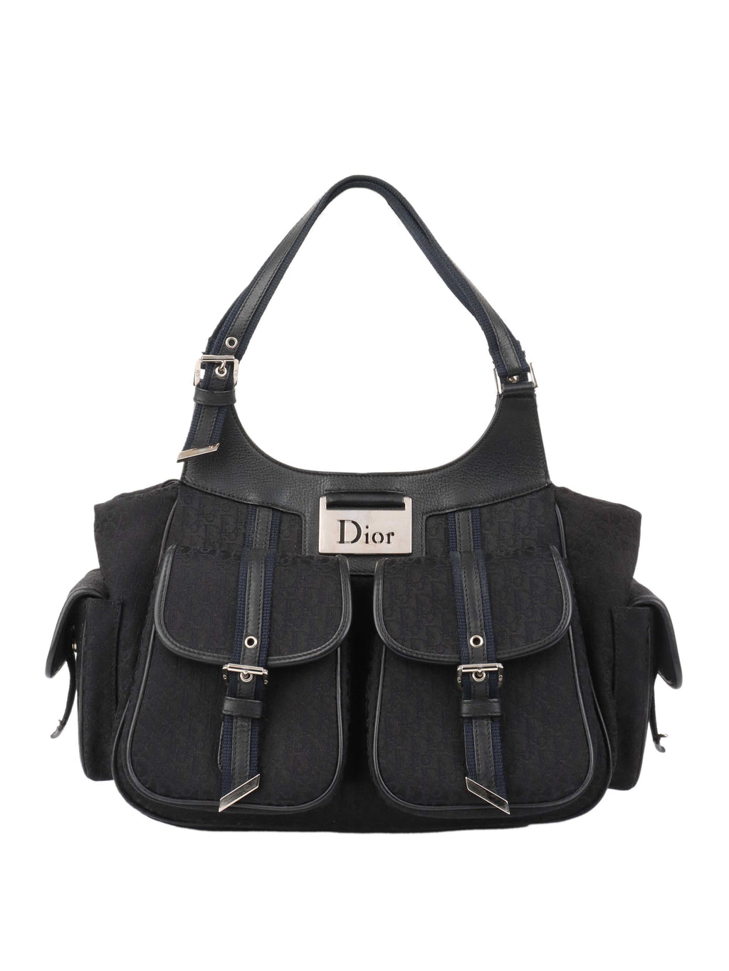 Dior Black Vintage Canvas Pocket Bag.