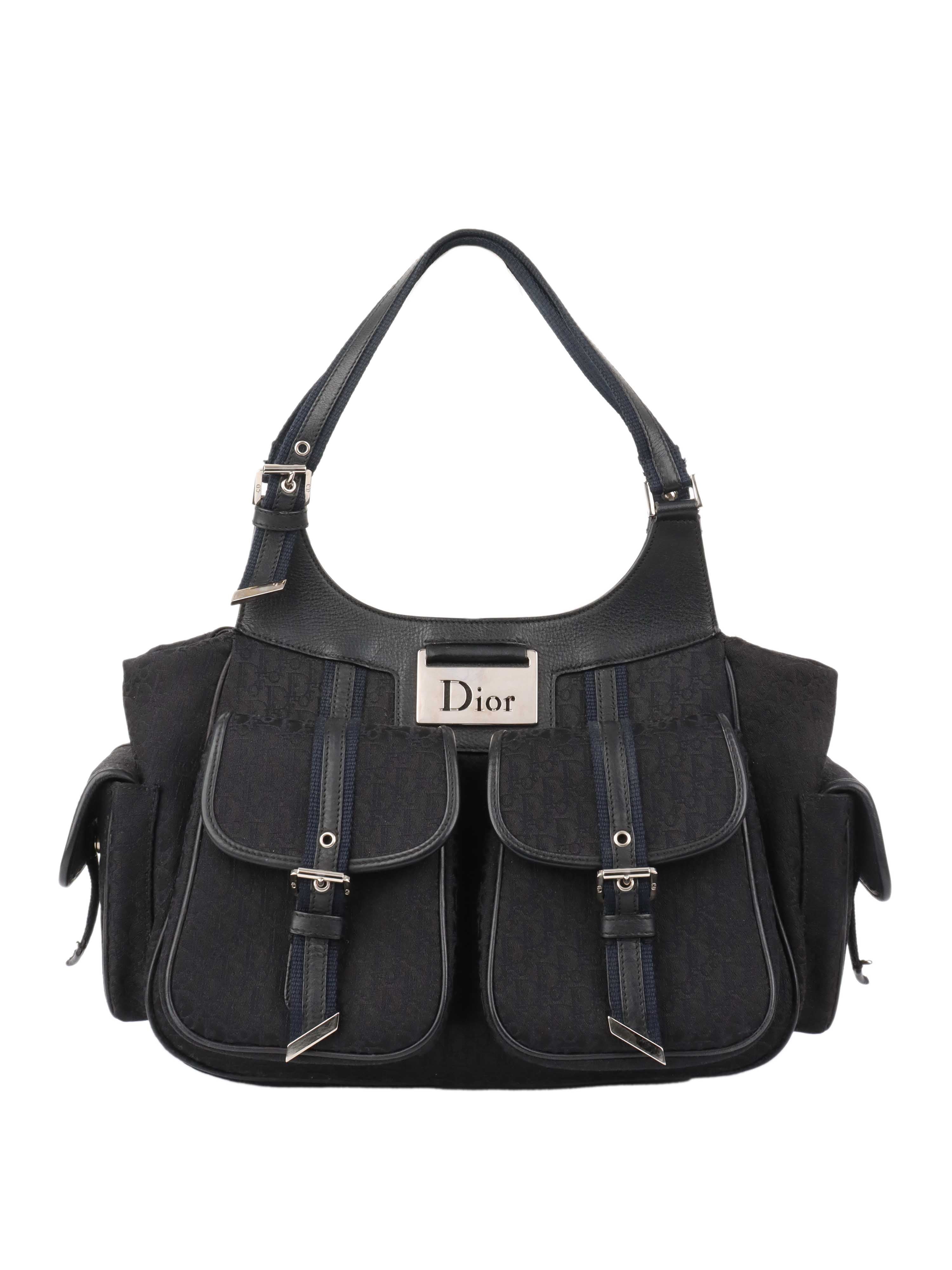 Dior Black Vintage Canvas Pocket Bag.