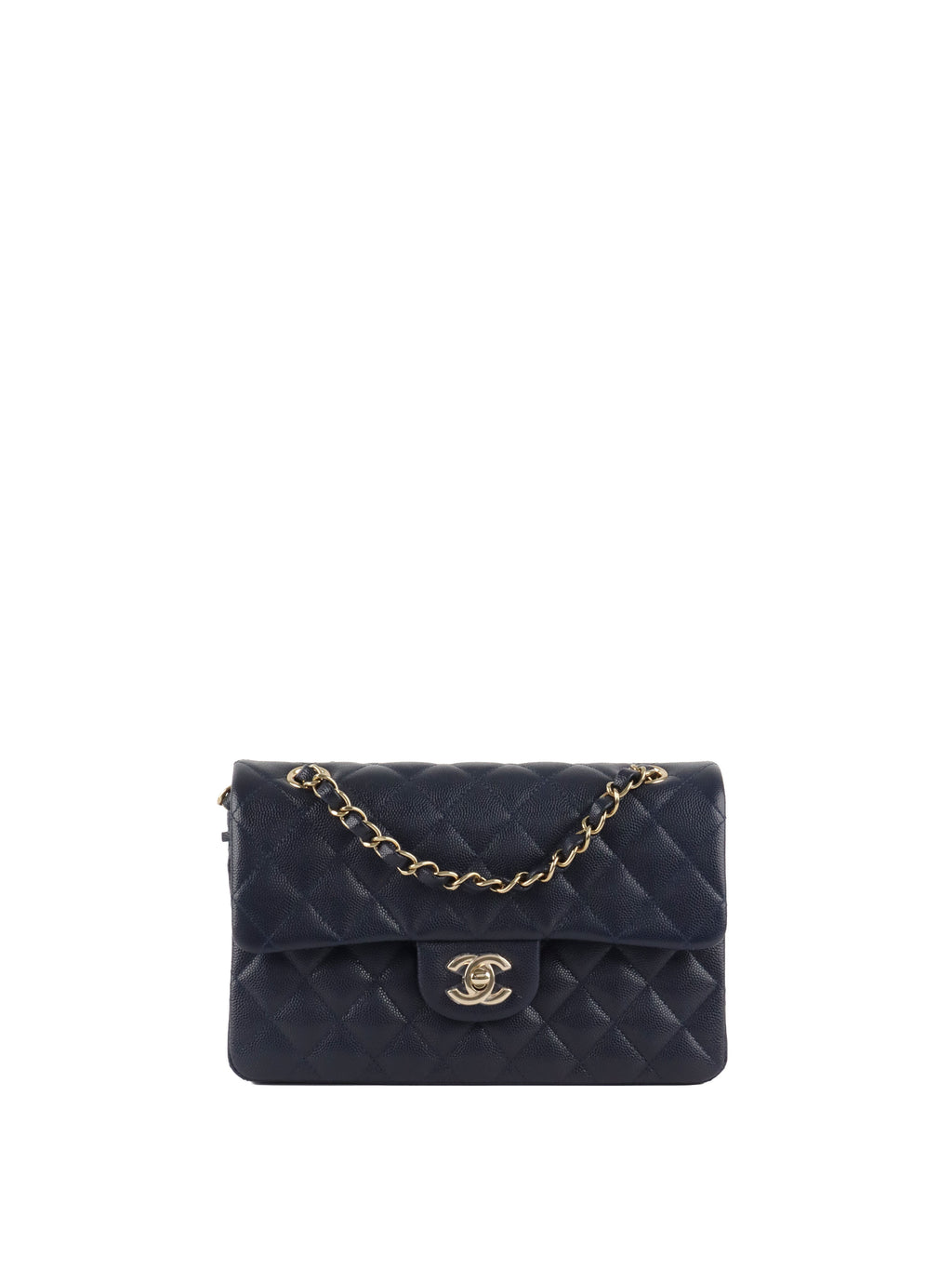 Chanel Small Navy Caviar Classic Flap LGHW.