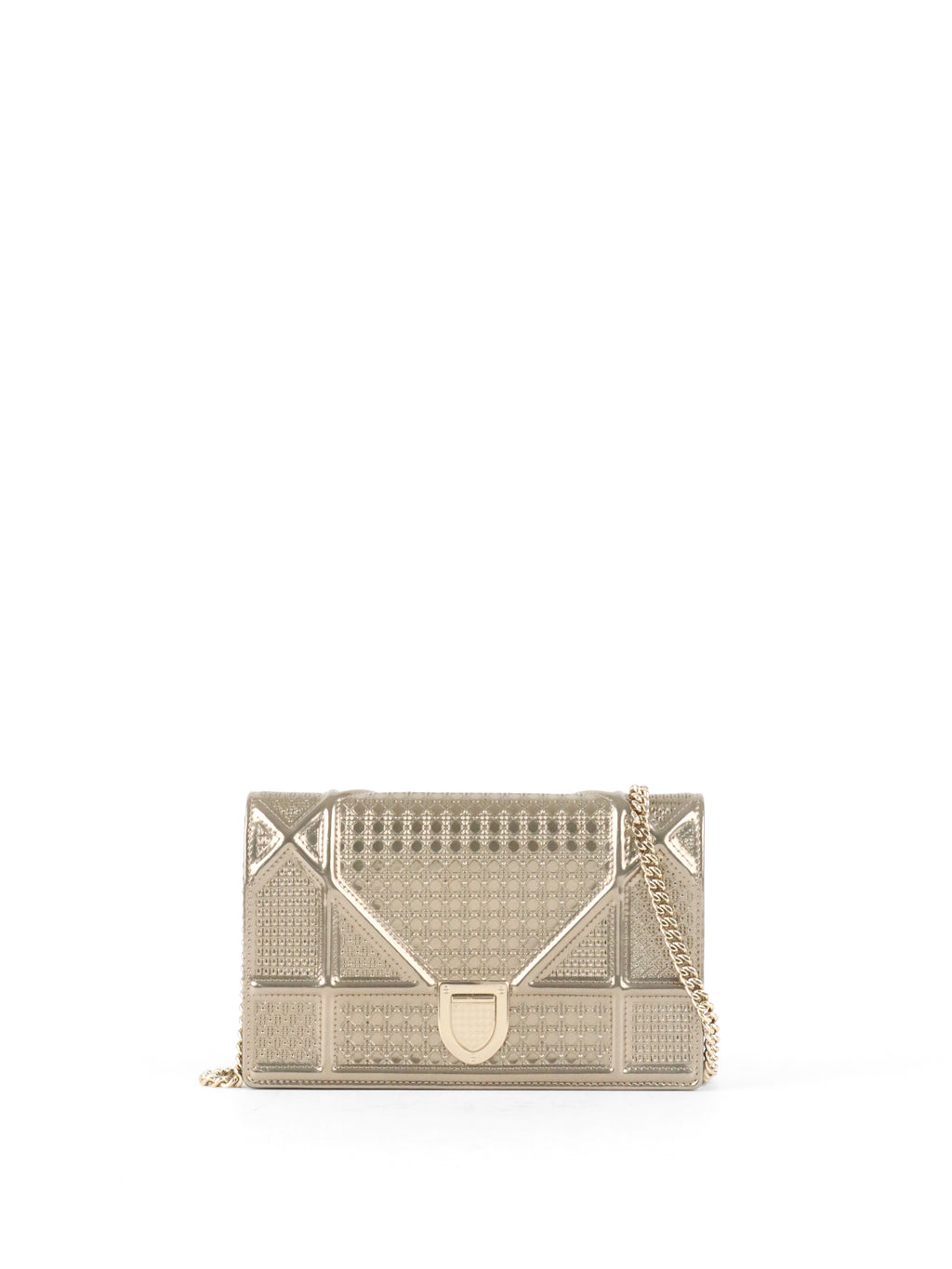 Dior Gold Metallic Diorama Wallet On Chain