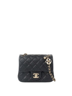 Chanel Black Lambskin Square Classic Flap with Pearl Crush