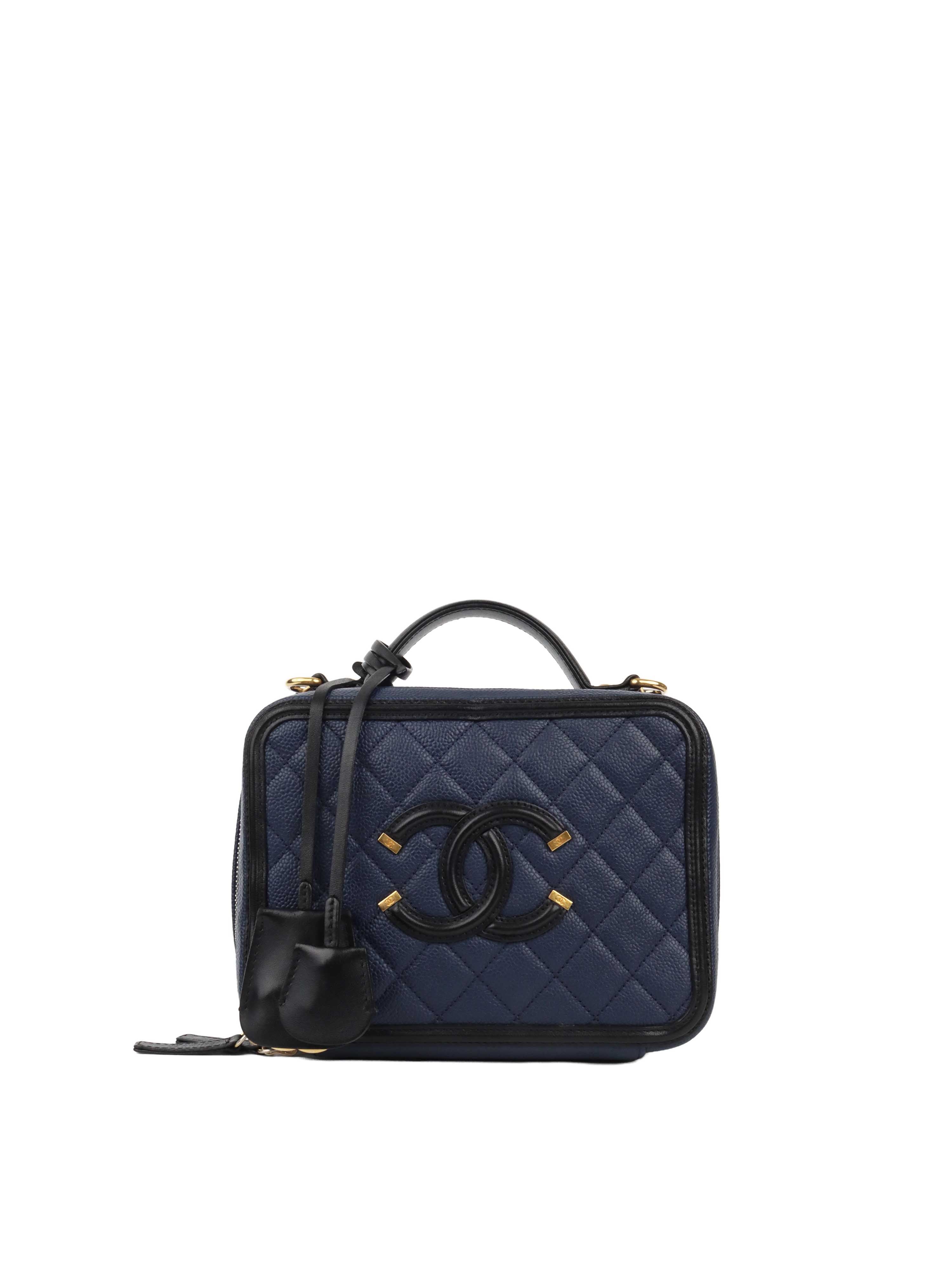 Chanel vanity sale case navy blue