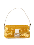 Fendi Yellow Sequin Baguette Shoulder Bag.