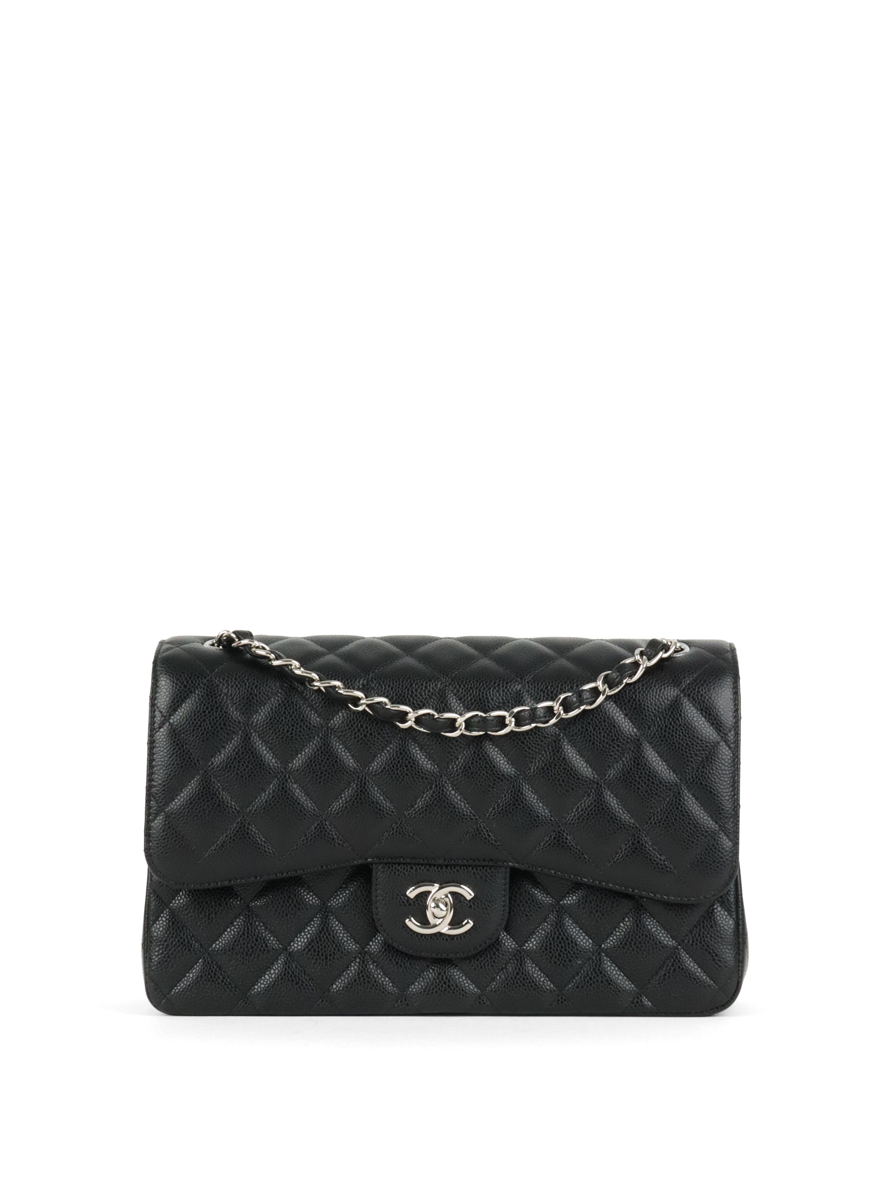 Chanel Black Caviar Jumbo Classic Flap SHW