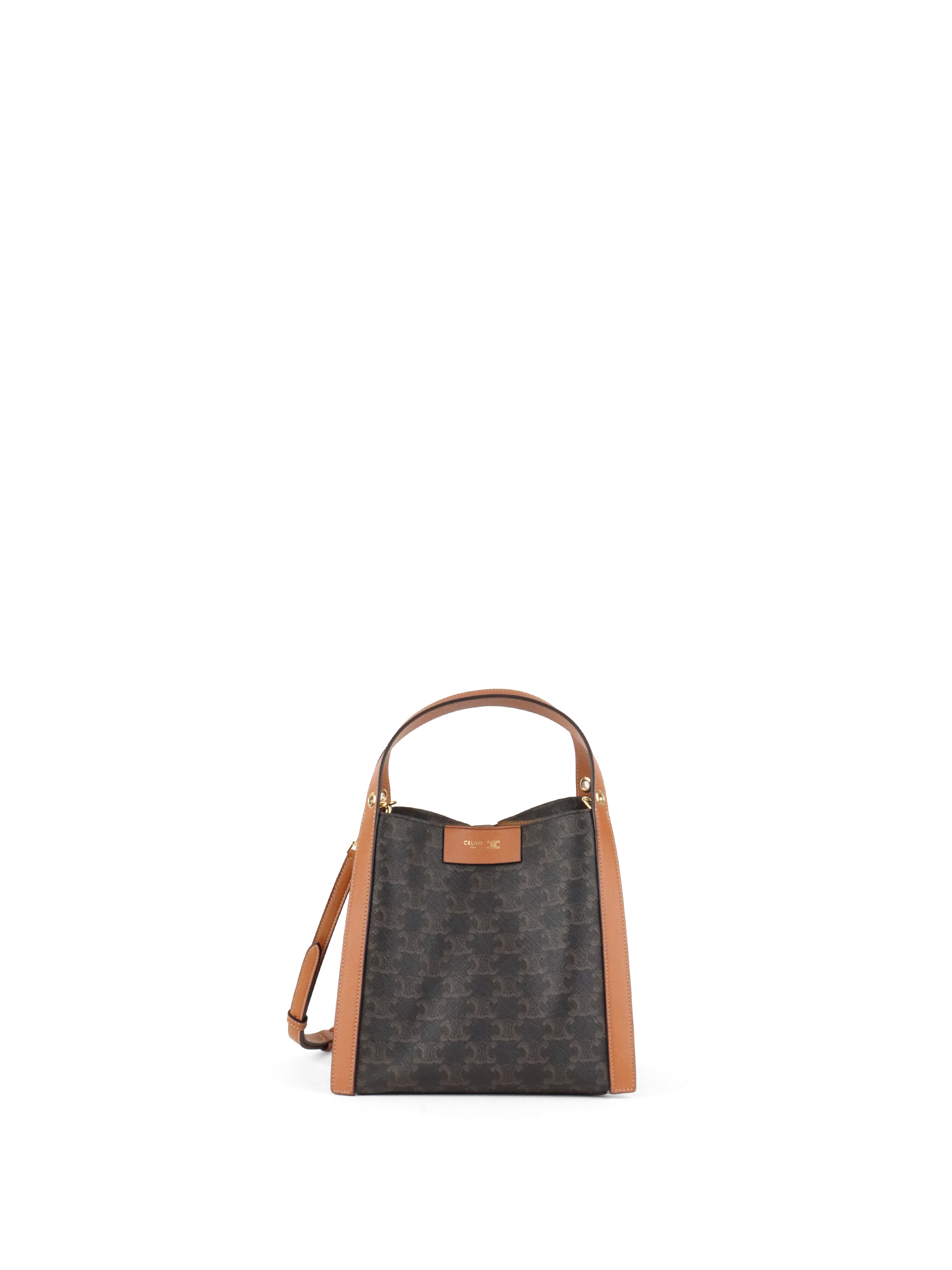 Celine Small Miel Triomphe Canvas Cube Bag