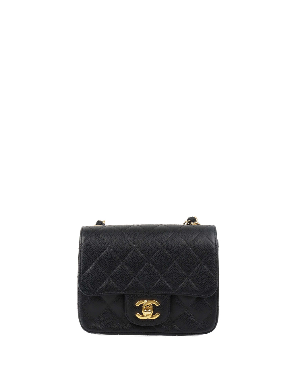 Chanel Black Mini Caviar Square Flap Bag.