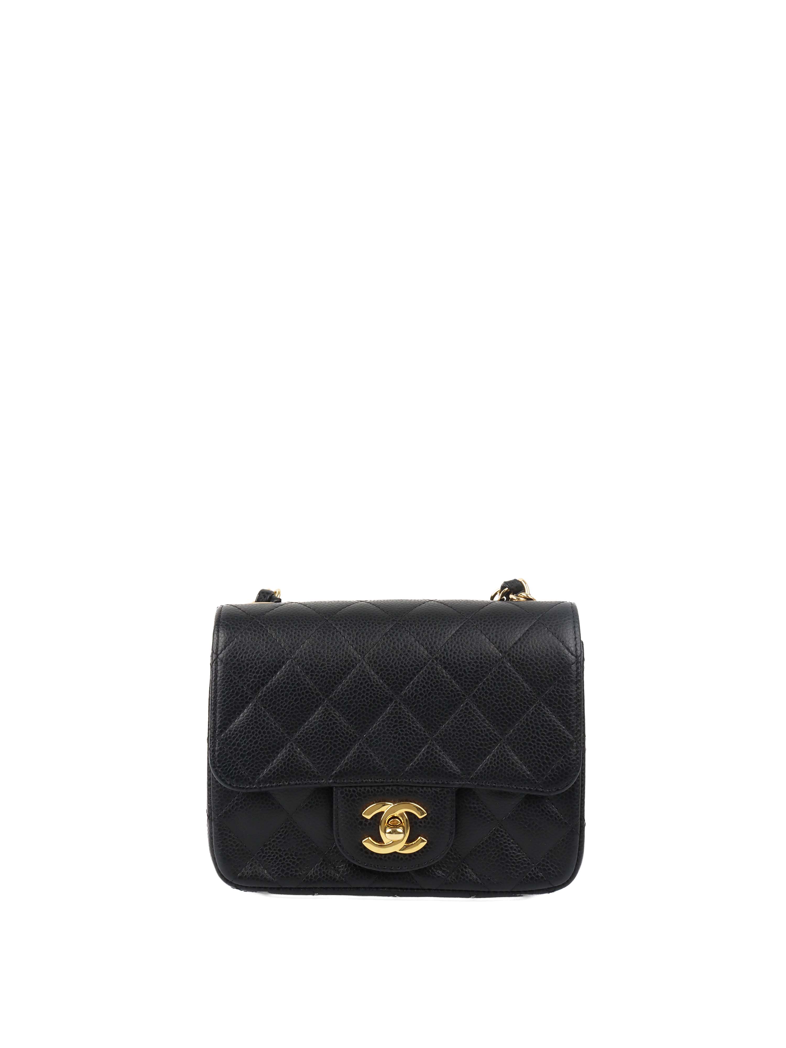 Chanel Black Mini Caviar Square Flap Bag.