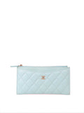 Chanel Light Blue Caviar Zip Wallet.