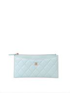 Chanel Light Blue Caviar Zip Wallet.