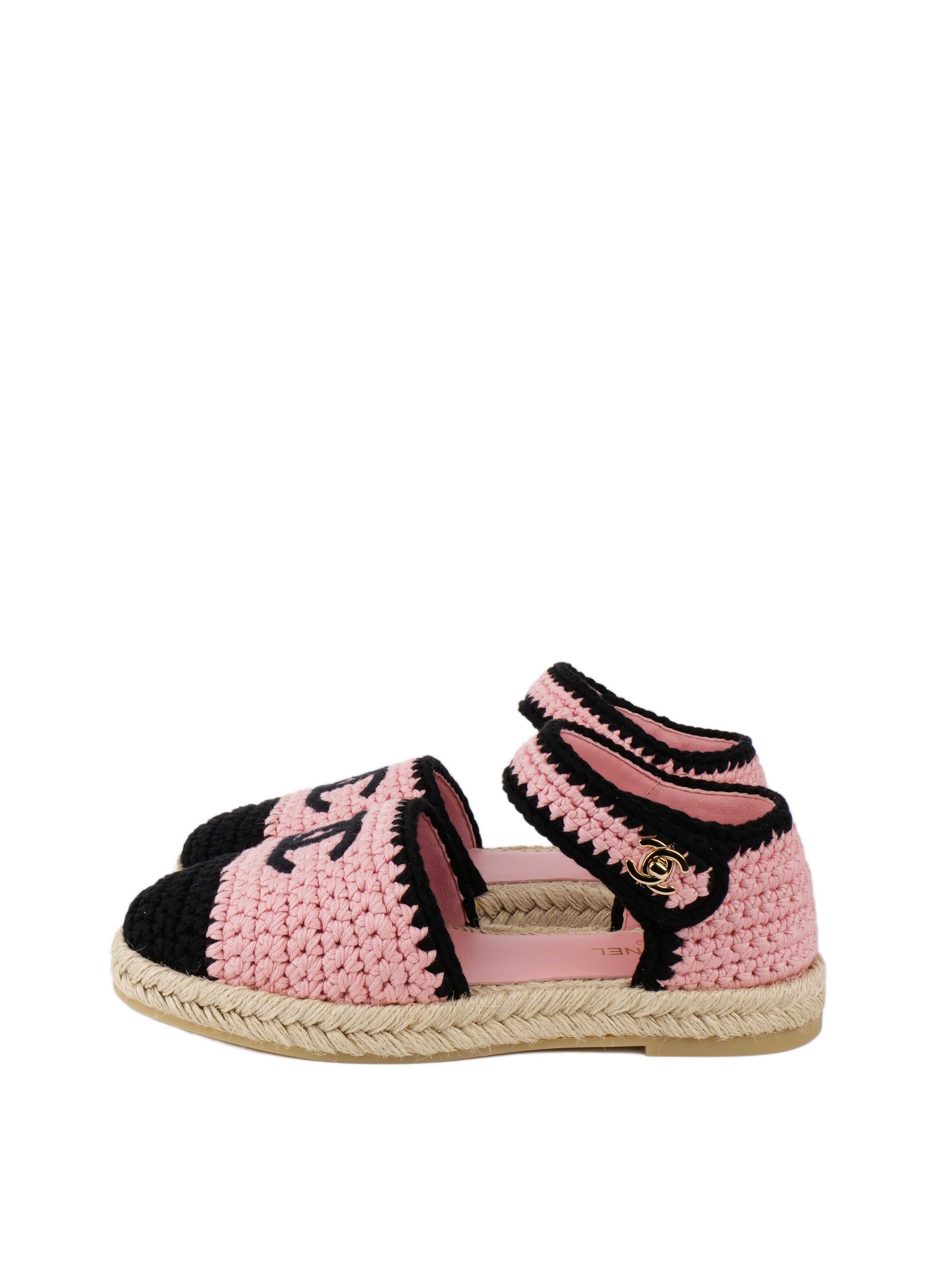Chanel Pink Woven Espadrilles Size 38.