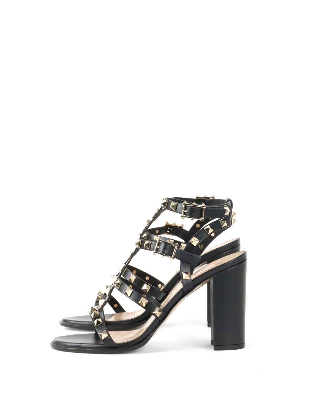 Valentino Black Rockstud Open Toe Sandals