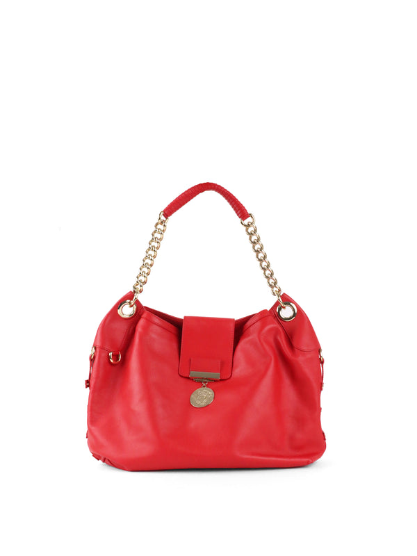 Versace Red Medusa Tag Lock Flap Shoulder Bag