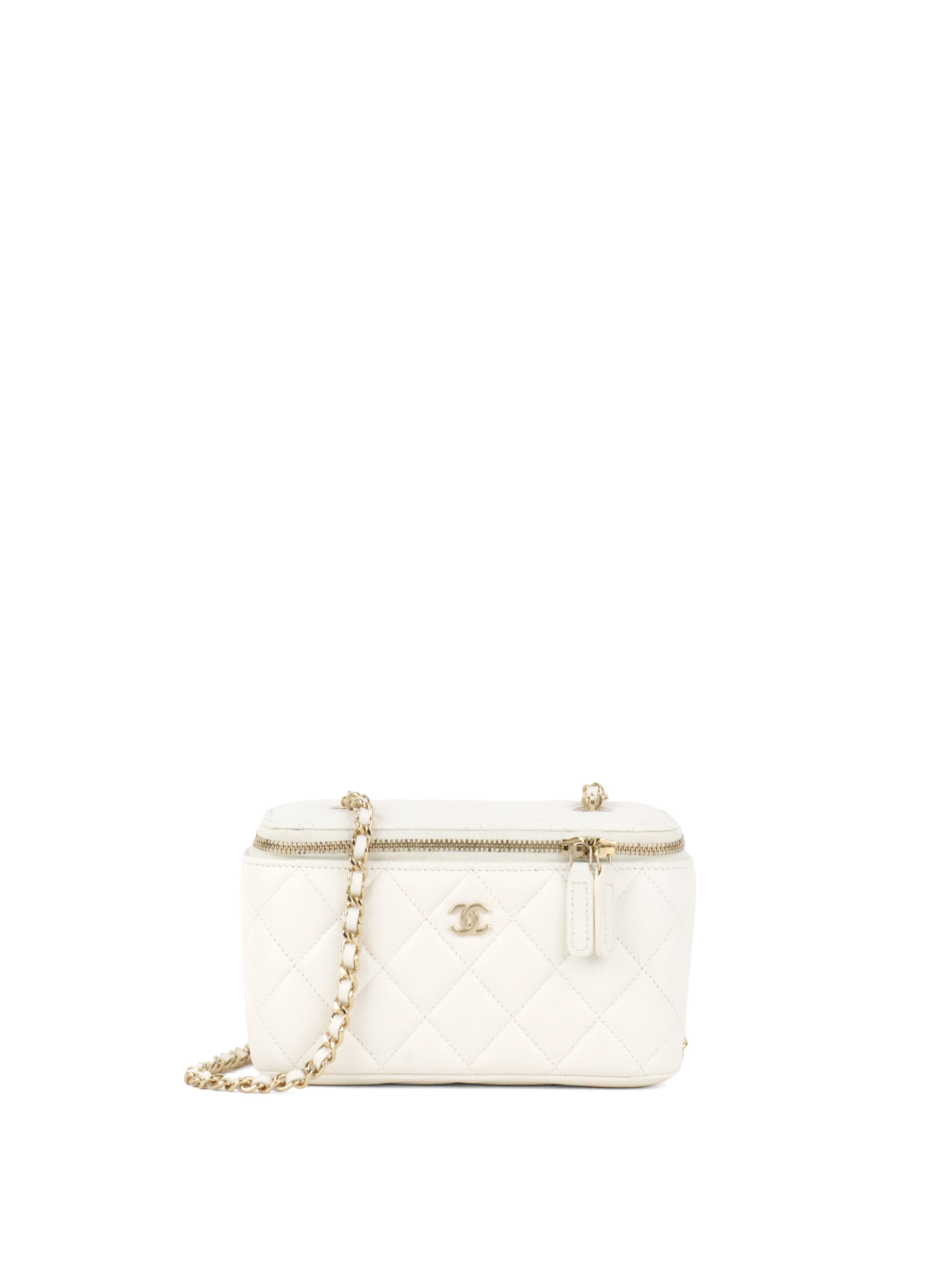 Chanel White Caviar Vanity Case