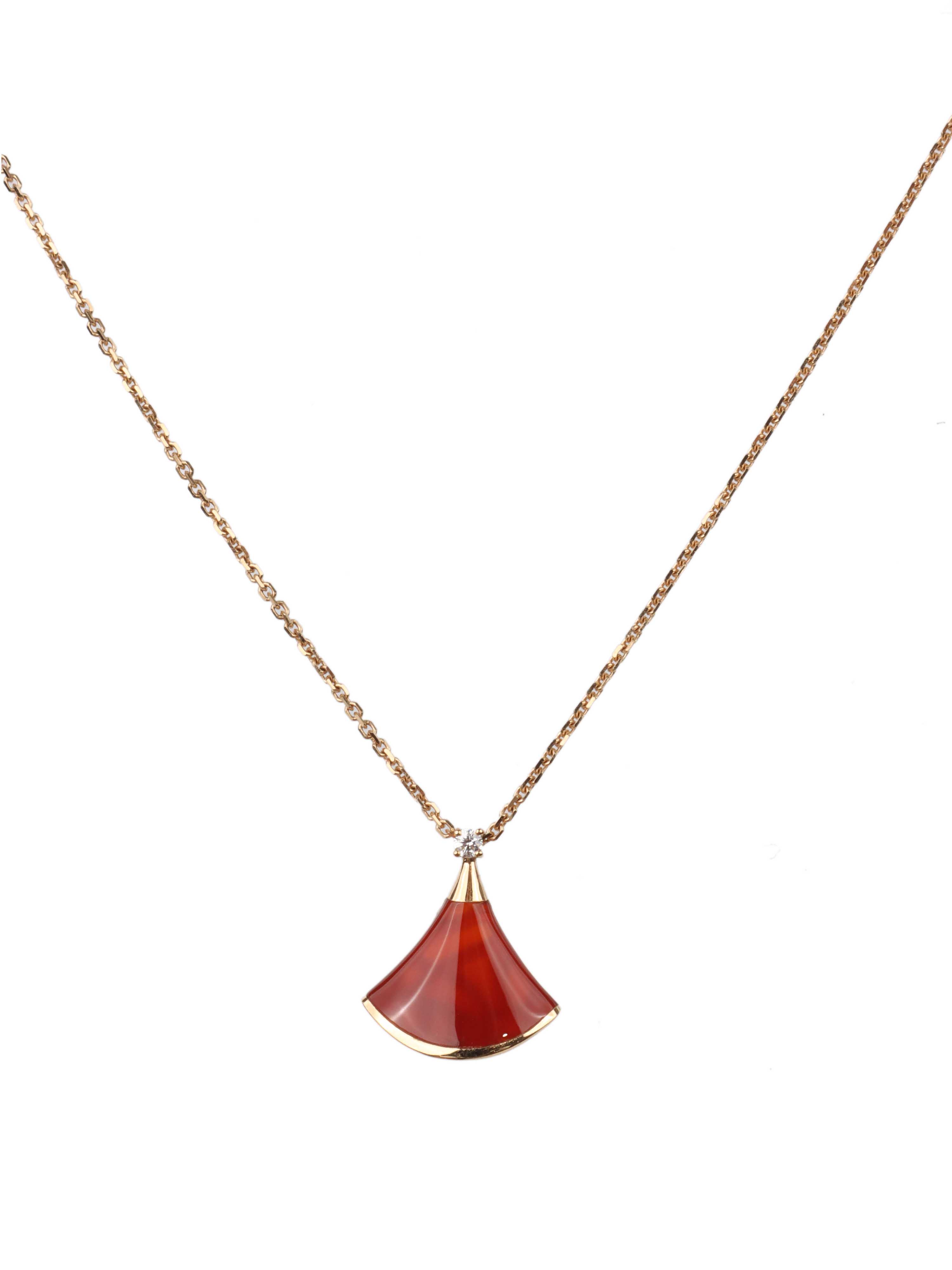 Bvlgari Diva s Dream Necklace 18k Rose Gold Diamond Carnelian