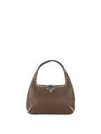 Valentino Brown Rockstud Hobo Bag