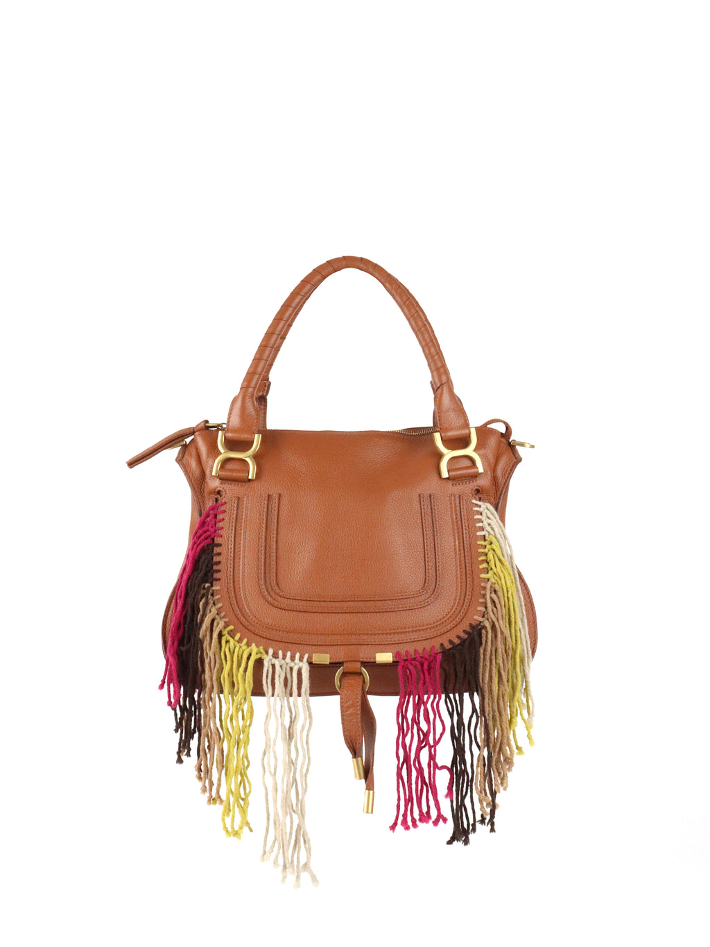 Chloe Marcie Medium Fringed Leather Tote Tan