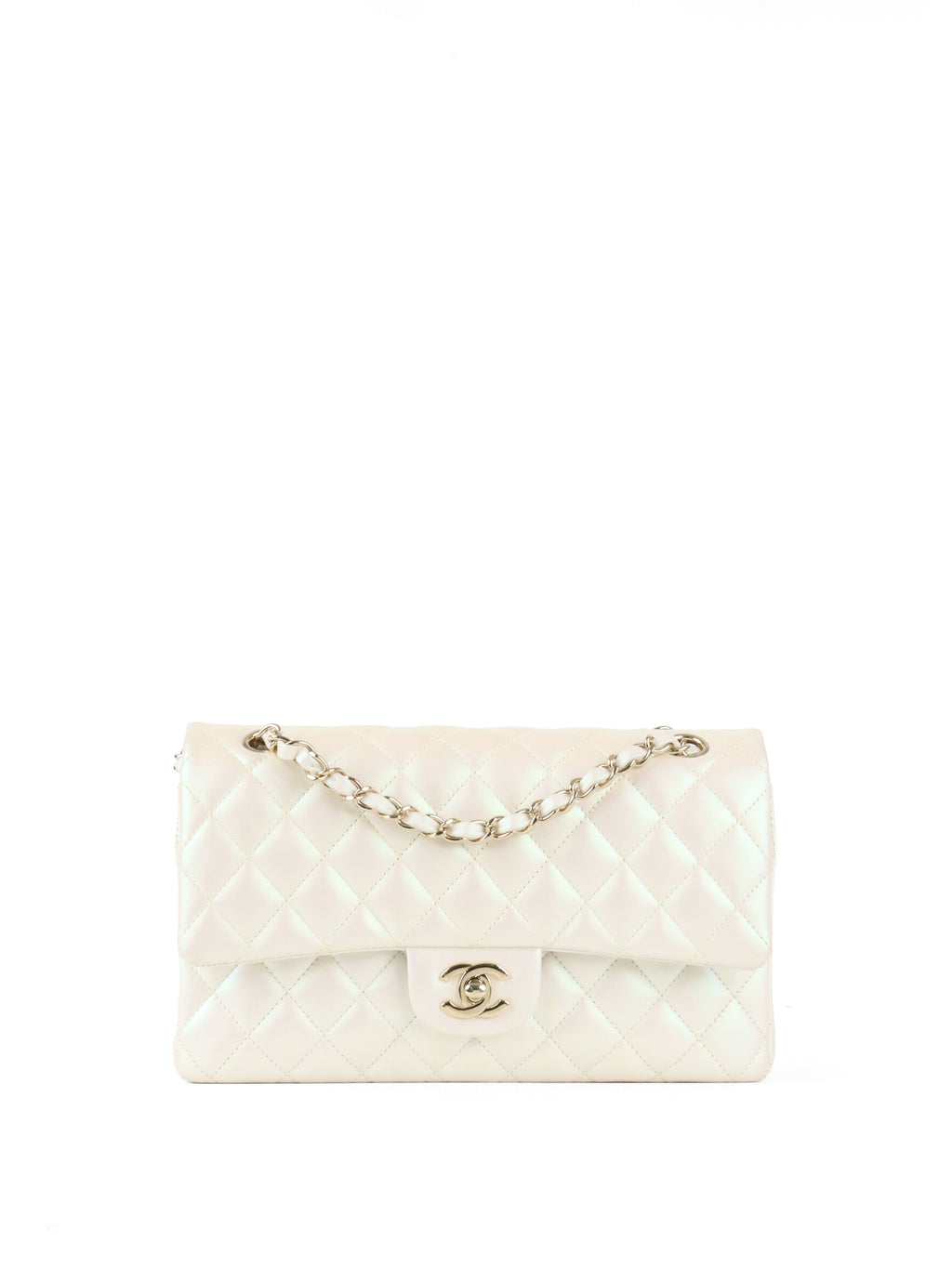 Chanel Ivory Irridecent Medium Classic Flap LGHW