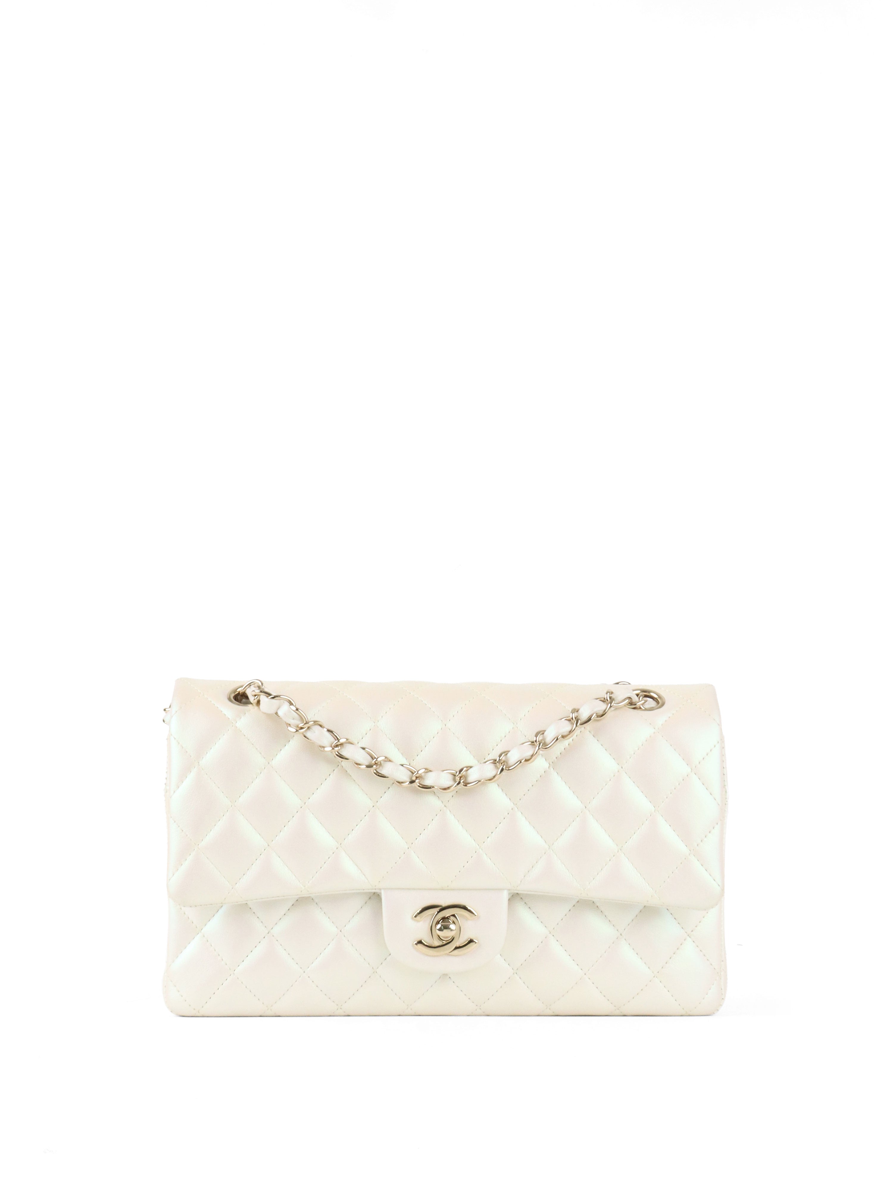 Chanel Ivory Irridecent Medium Classic Flap LGHW