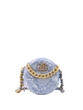 Chanel 19 Round Blue Sequinned Clutch with Chain.