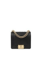 Chanel Black Mini Boy Bag in Calfskin LGHW.