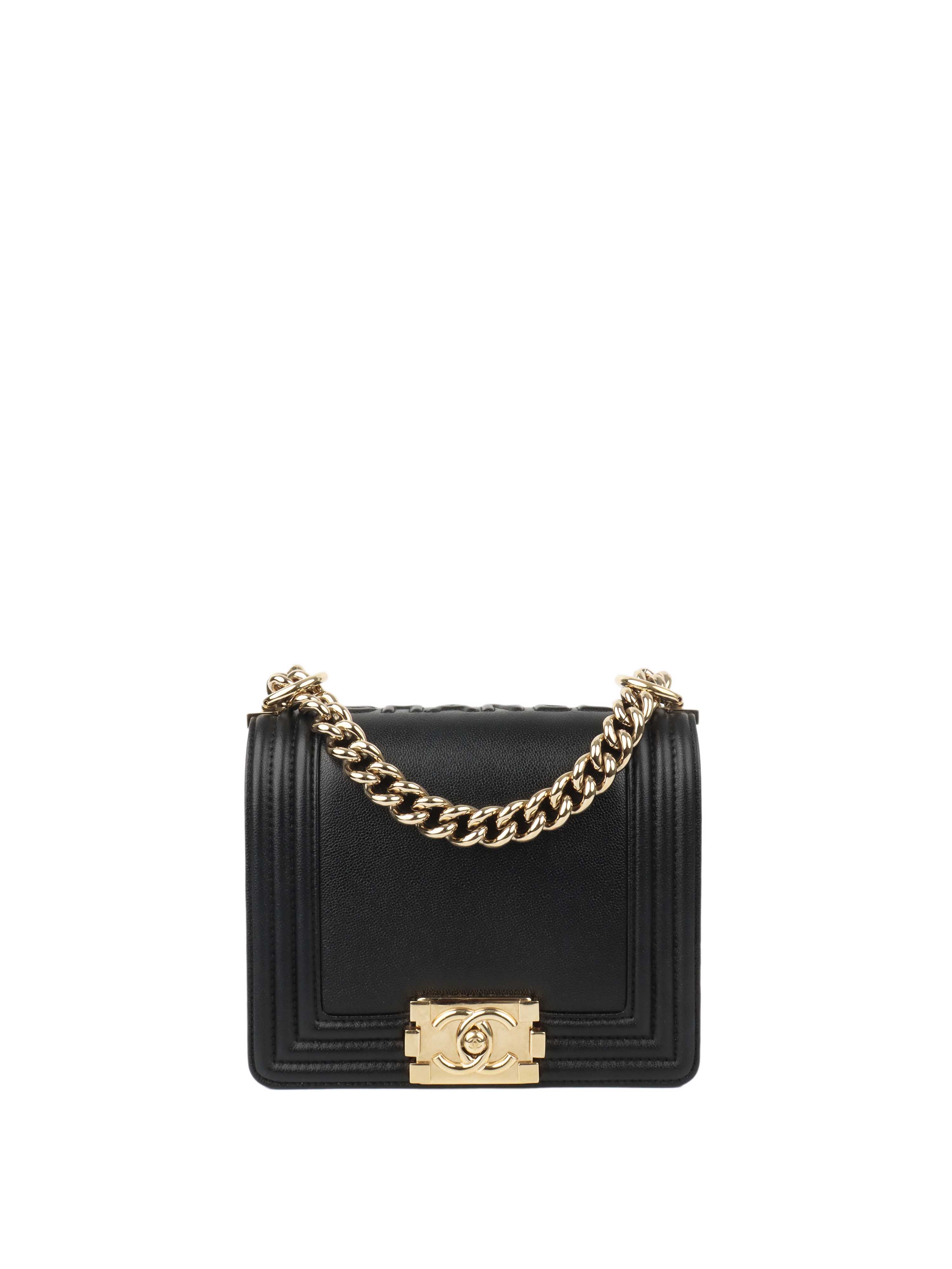 Chanel Black Mini Boy Bag in Calfskin LGHW.