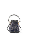 Fendi Mini Navy Fabric Mon Tresor Bucket Bag