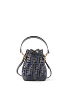 Fendi Mini Navy Fabric Mon Tresor Bucket Bag