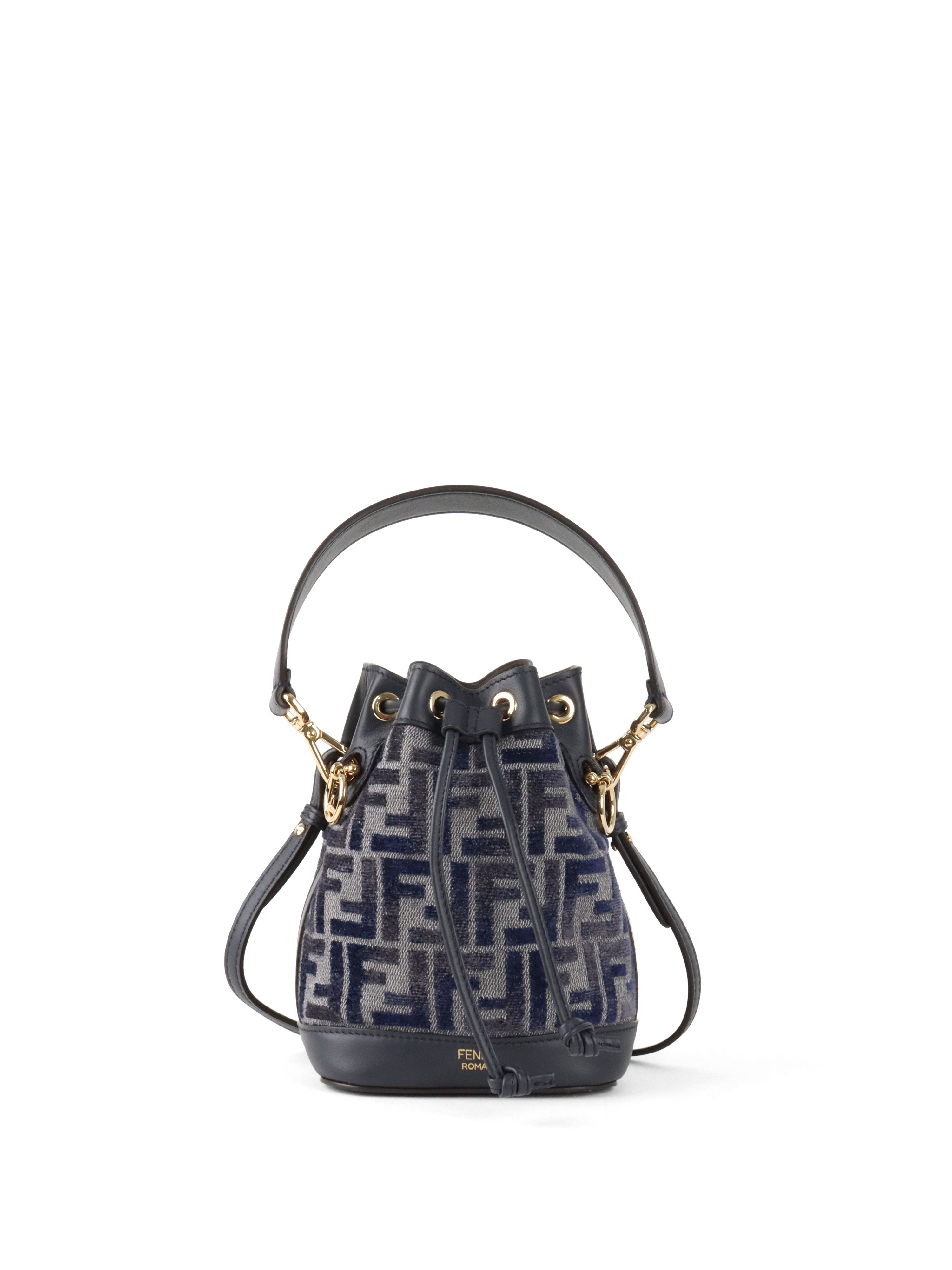Fendi Mini Navy Fabric Mon Tresor Bucket Bag