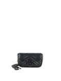 Gucci All Black Super Mini Marmont Chain Belt Bag