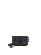 Gucci All Black Super Mini Marmont Chain Belt Bag