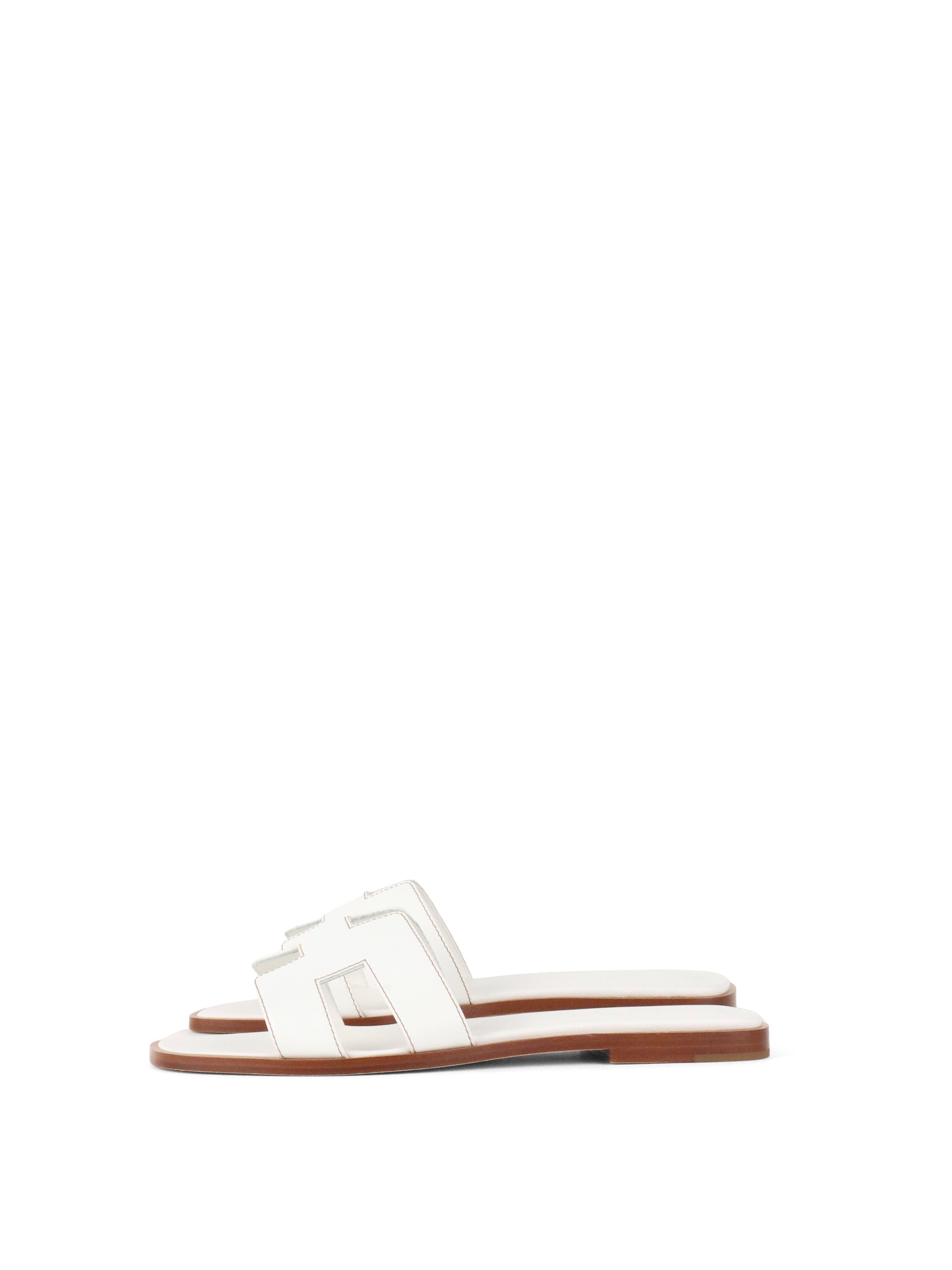 Hermes Oran Sandals White Size 37