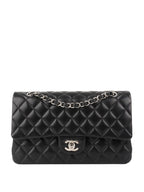 Chanel Black Medium Lambskin Classic Flap SHW.