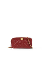 Chanel Burgundy Lambskin Double Zip Wallet on Chain