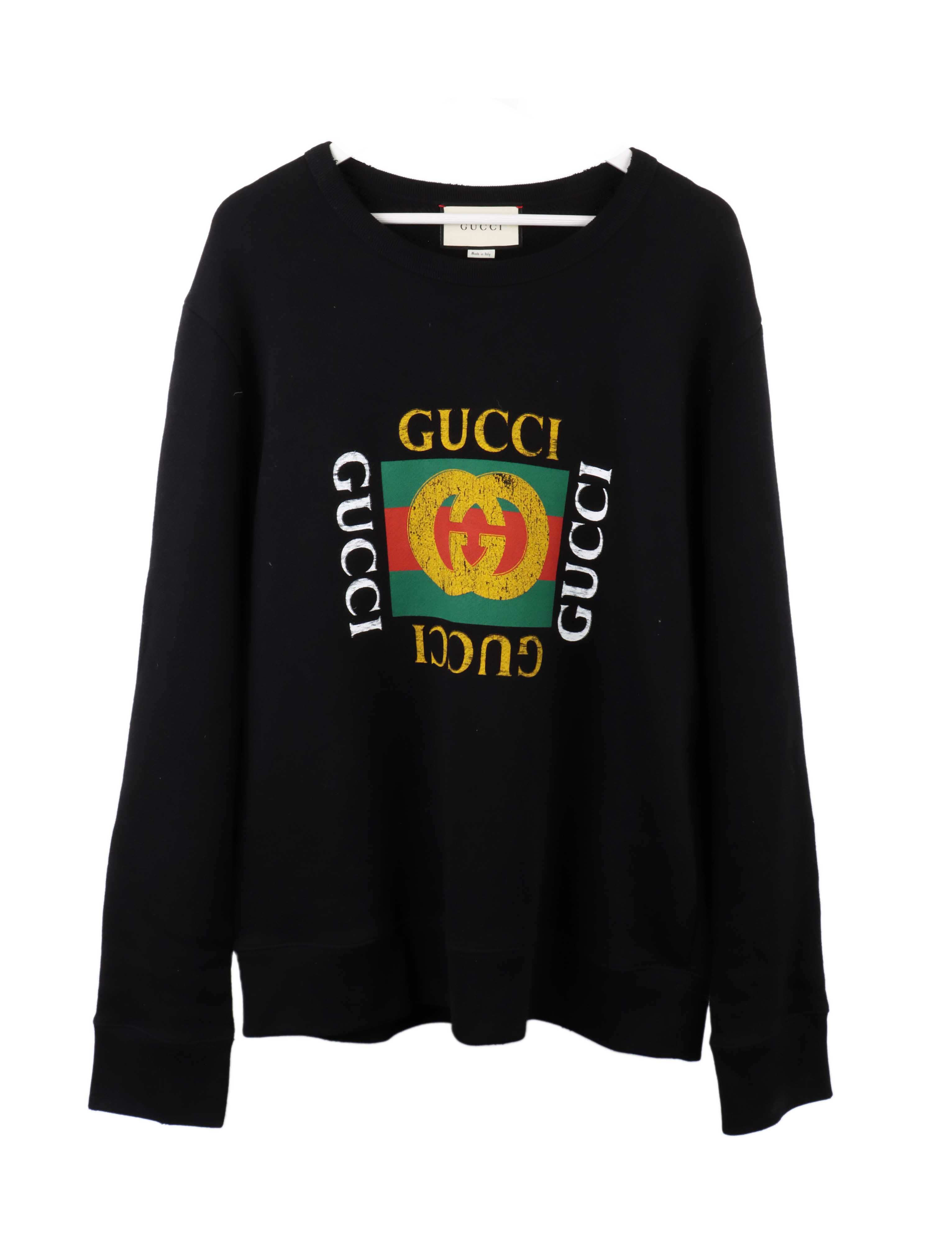 Gucci Mens Black Logo Sweater.