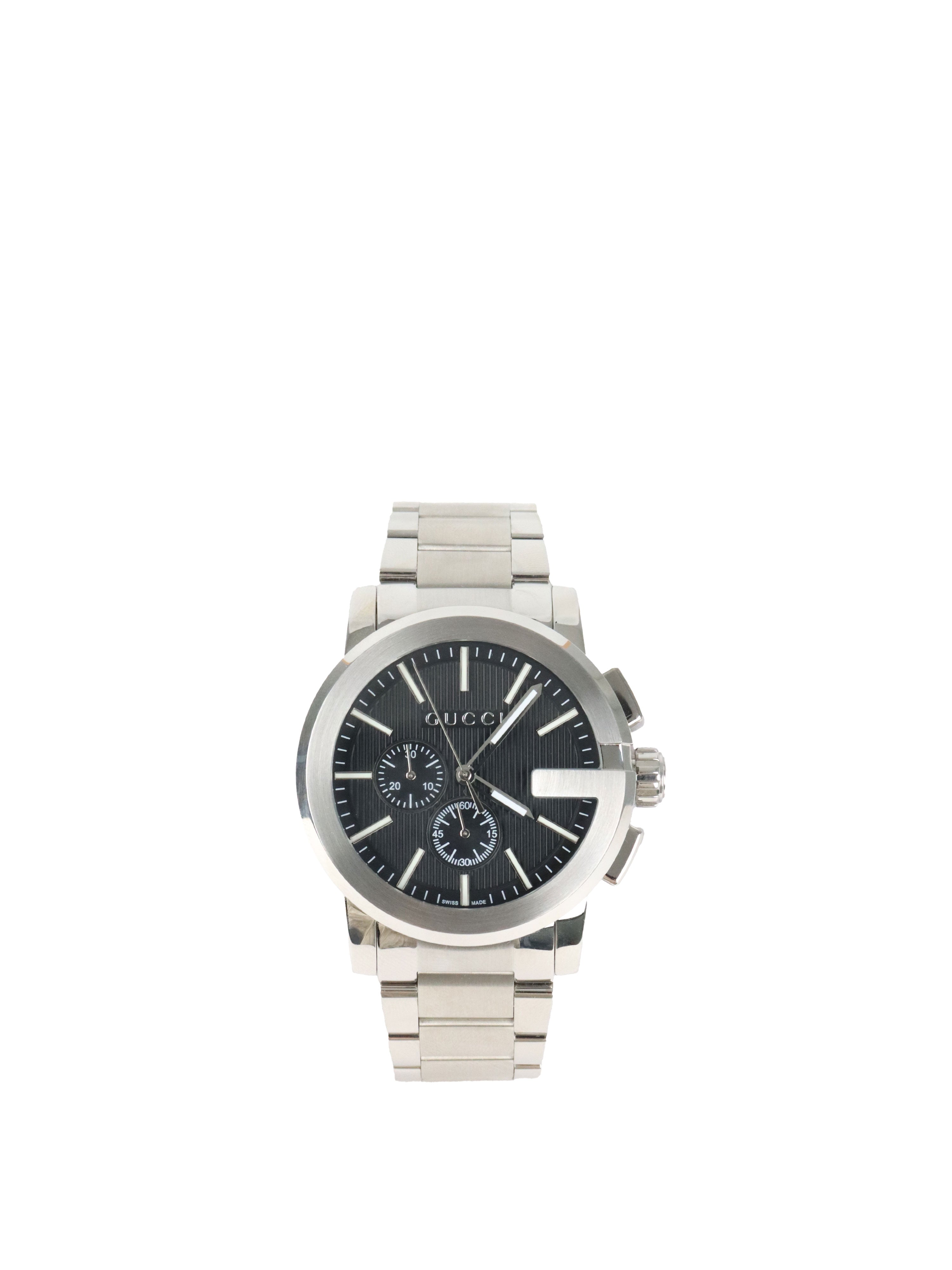 Gucci Black Dial G-Chrono Steel Watch 44mm