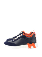 Hermes Navy/Orange Bouncing Sneakers size 42.