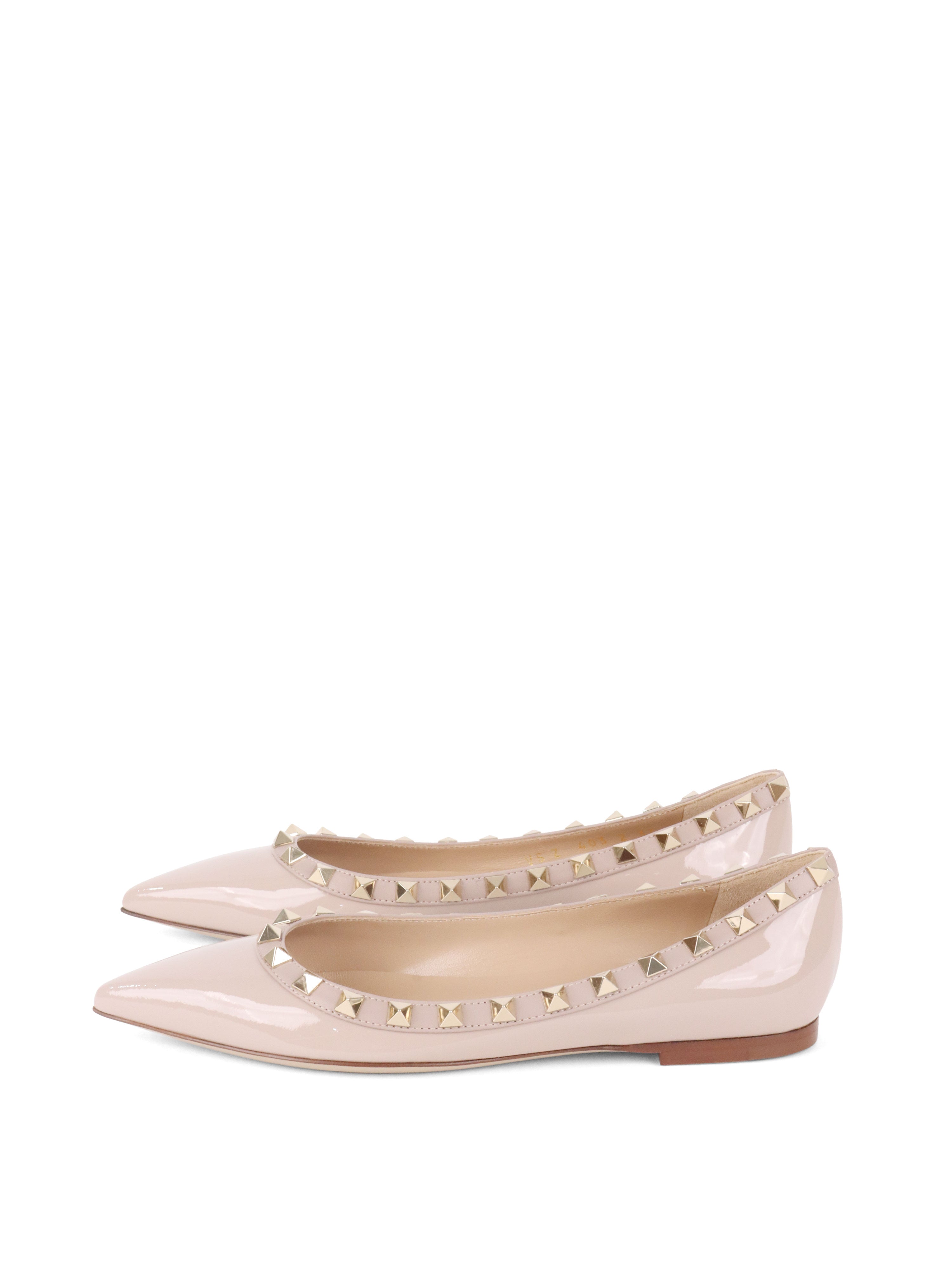 Valentino Poudre Patent Rockstud Leather Ballet Flats