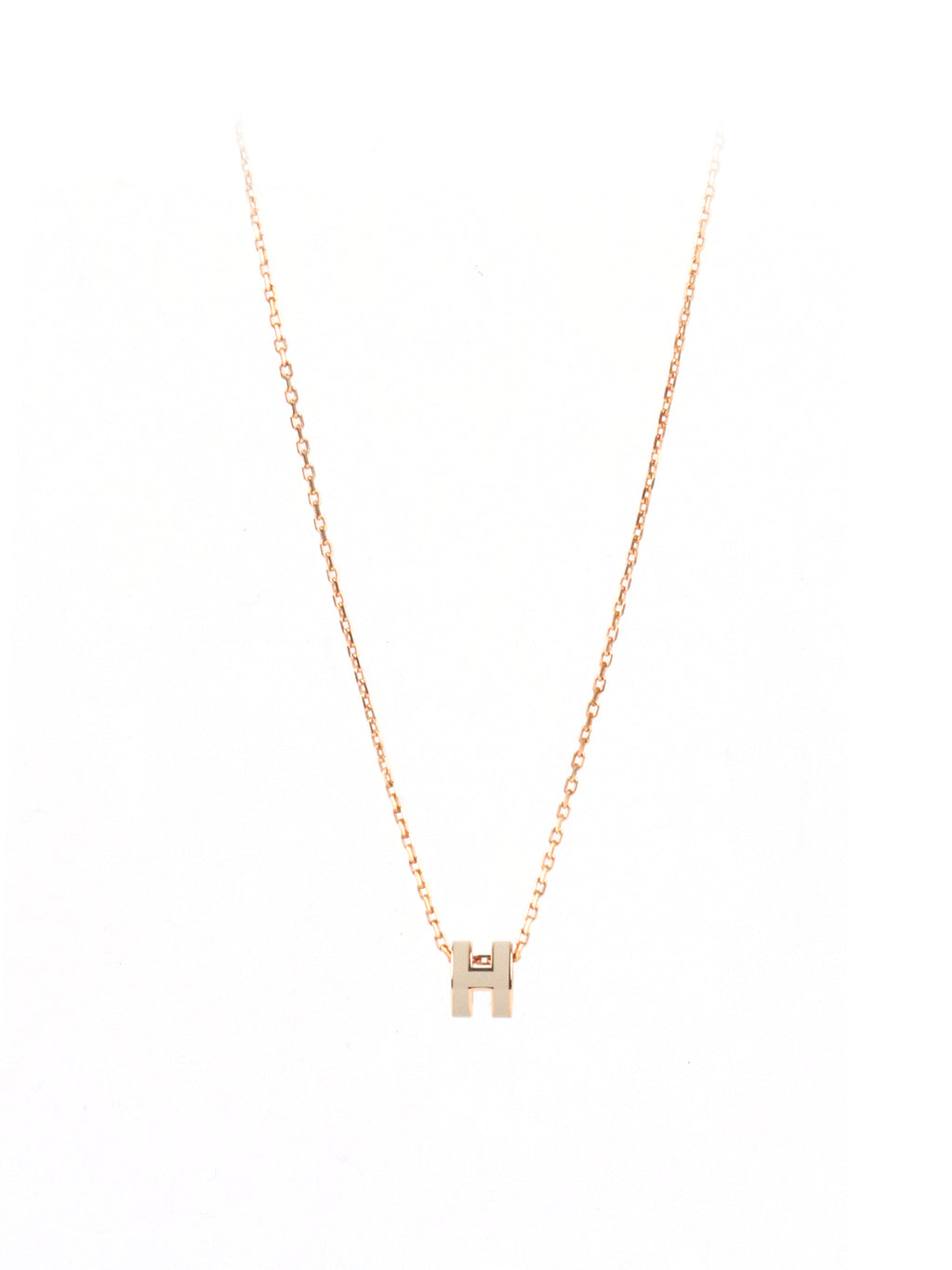 Hermes Rose Gold Marron Glace Mini Pop H Necklace