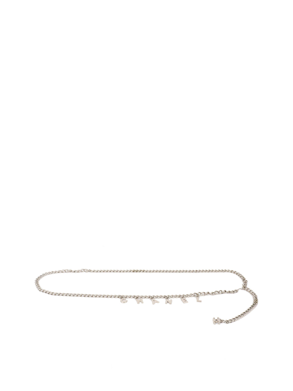 Chanel Silver Logo Lettering Chain Belt.