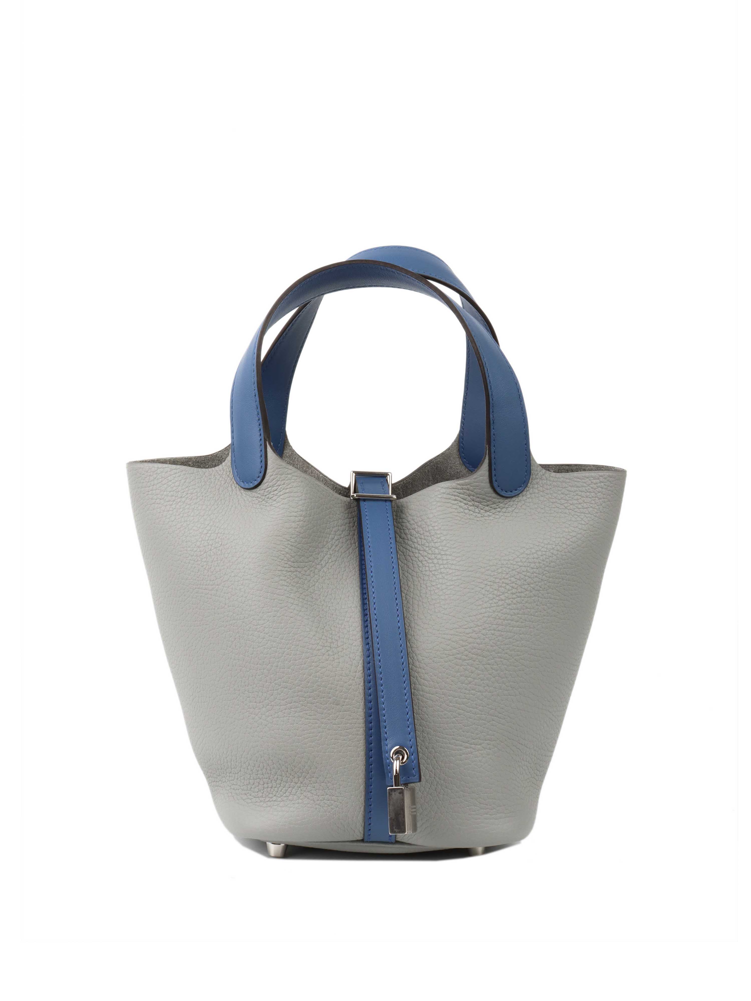 Hermes Picotin Bleu Saphir & Gris Mouette SHW.