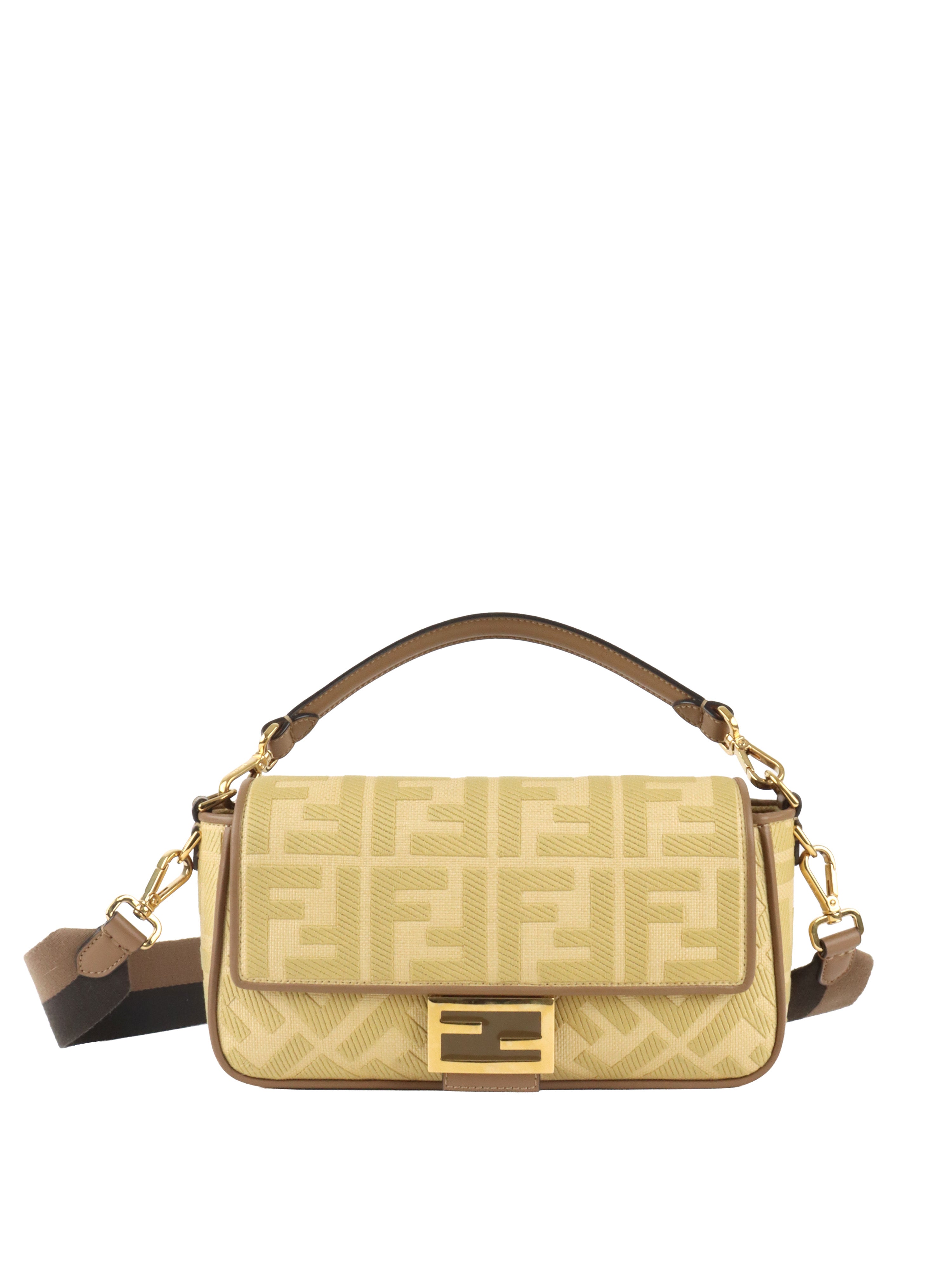 Fendi Woven Rafia Vitello Baguette  Bag.