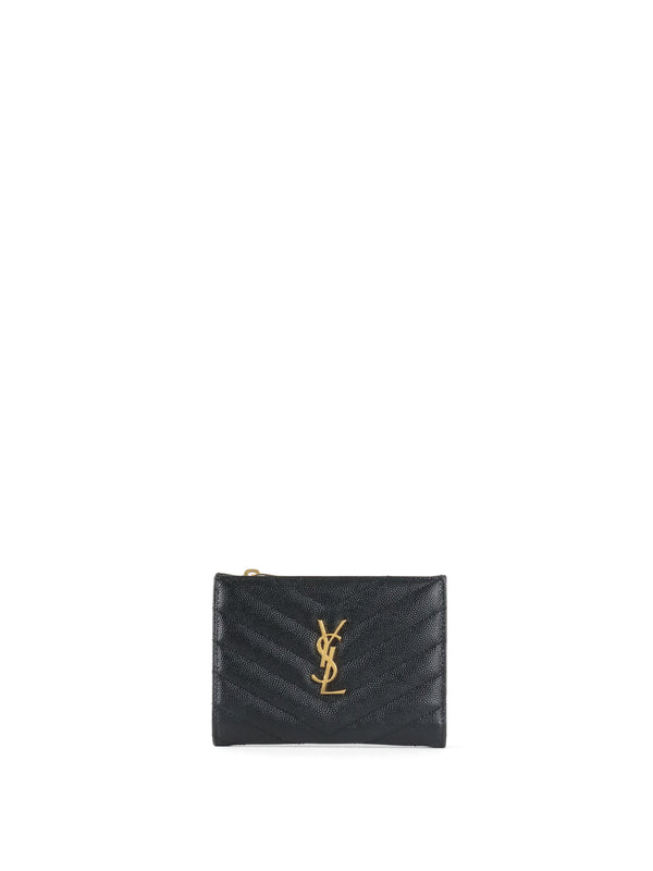 Saint Laurent Black Zipped Leather Wallet