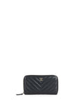 Chanel Irredescent Dark Charcoal Caviar Chevron Zip Wallet