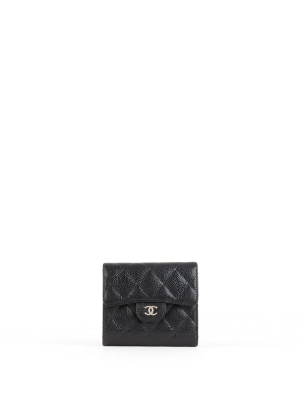 Chanel Small Black Caviar Flap Wallet SHW