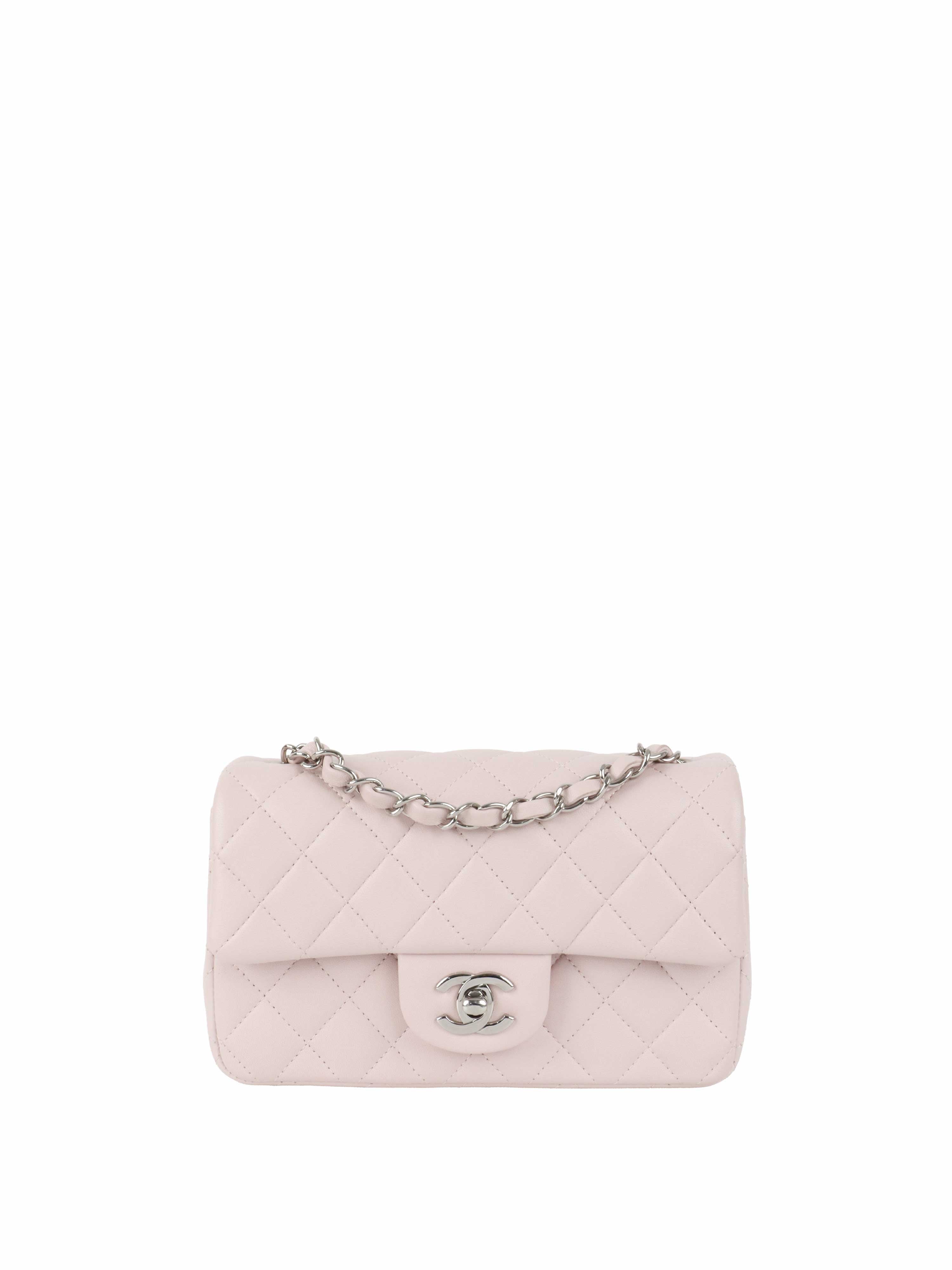 Chanel Light Pink Mini Rectangular Classic Flap SHW.
