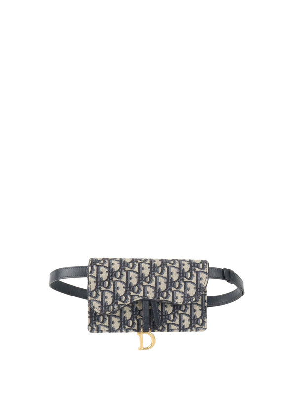 Dior Navy Oblique Saddle Belt Bag