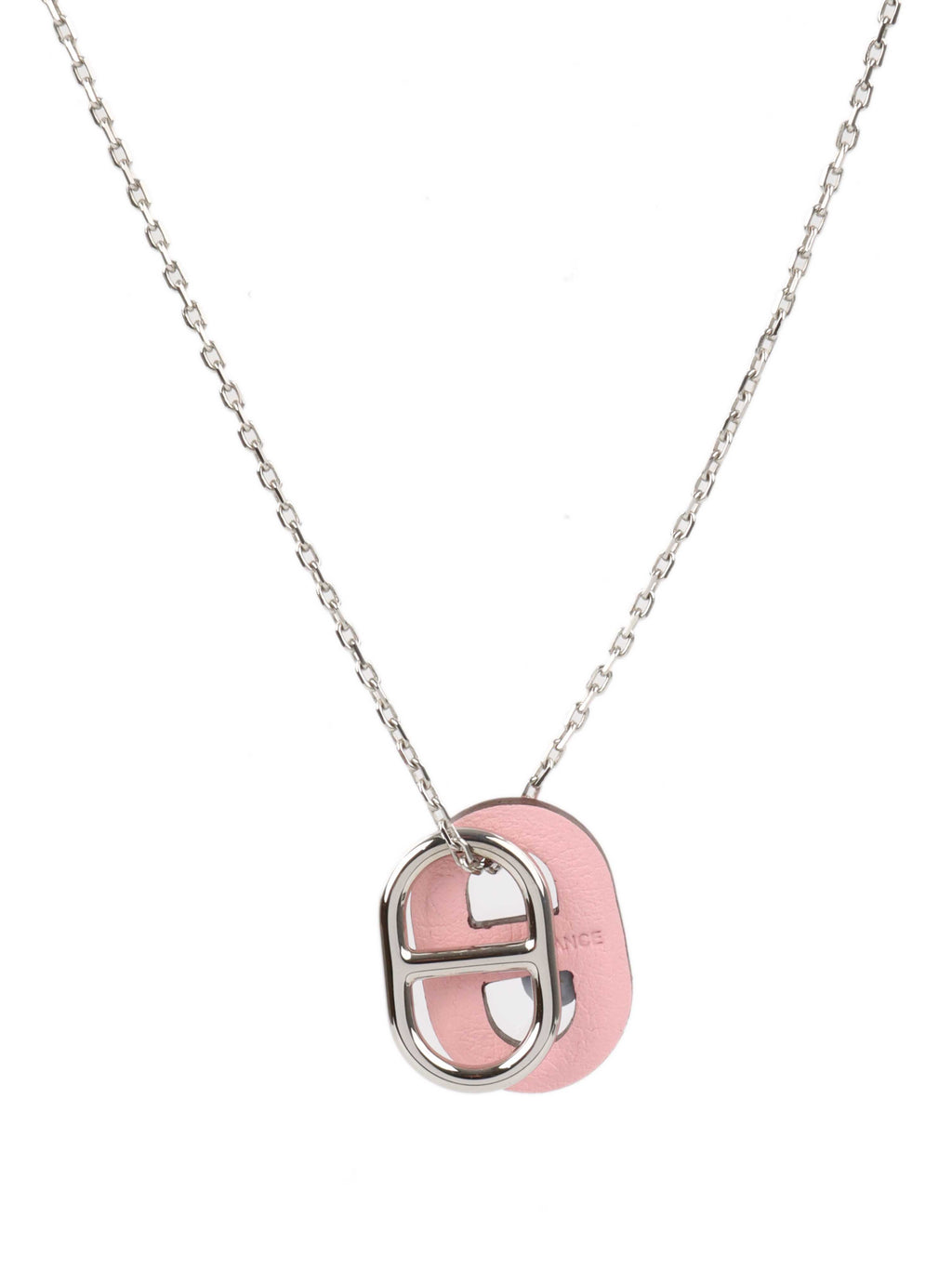 Hermes Silver and Pink  O'Maillon Pendant Necklace